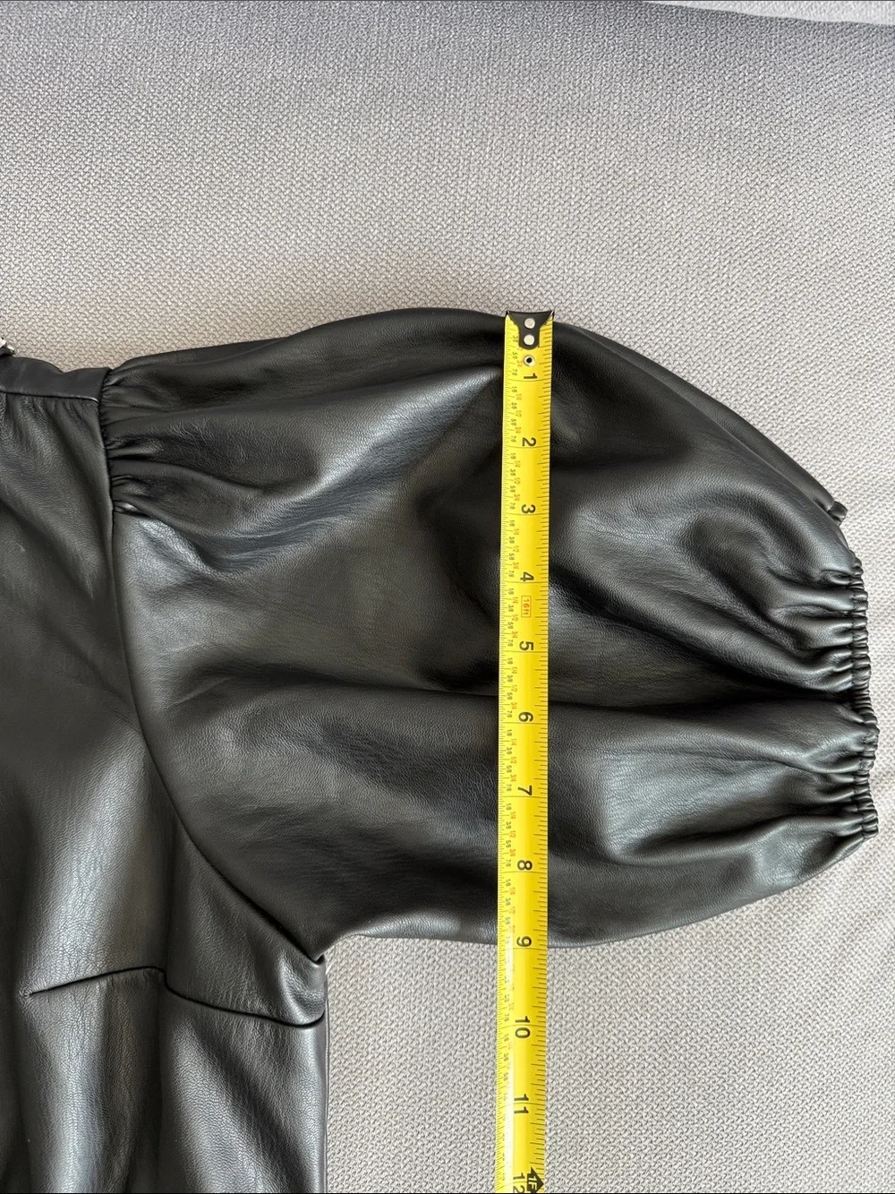Anthropologie Maeve Faux Leather Puff Sleeve Blouse Size M